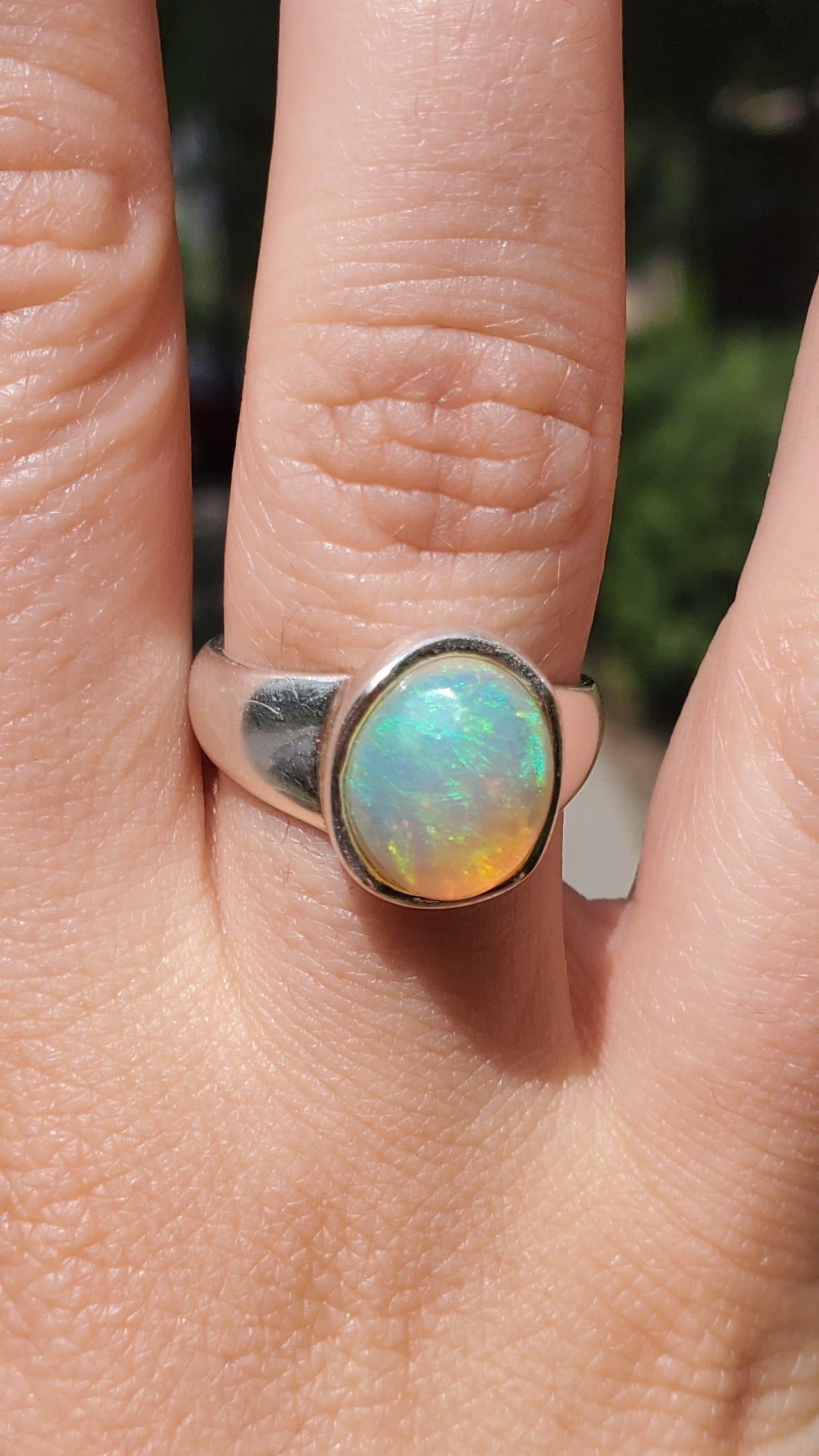 Natural Opal Ring in Sterling Silver | Blue Moon by Georgina Jewels