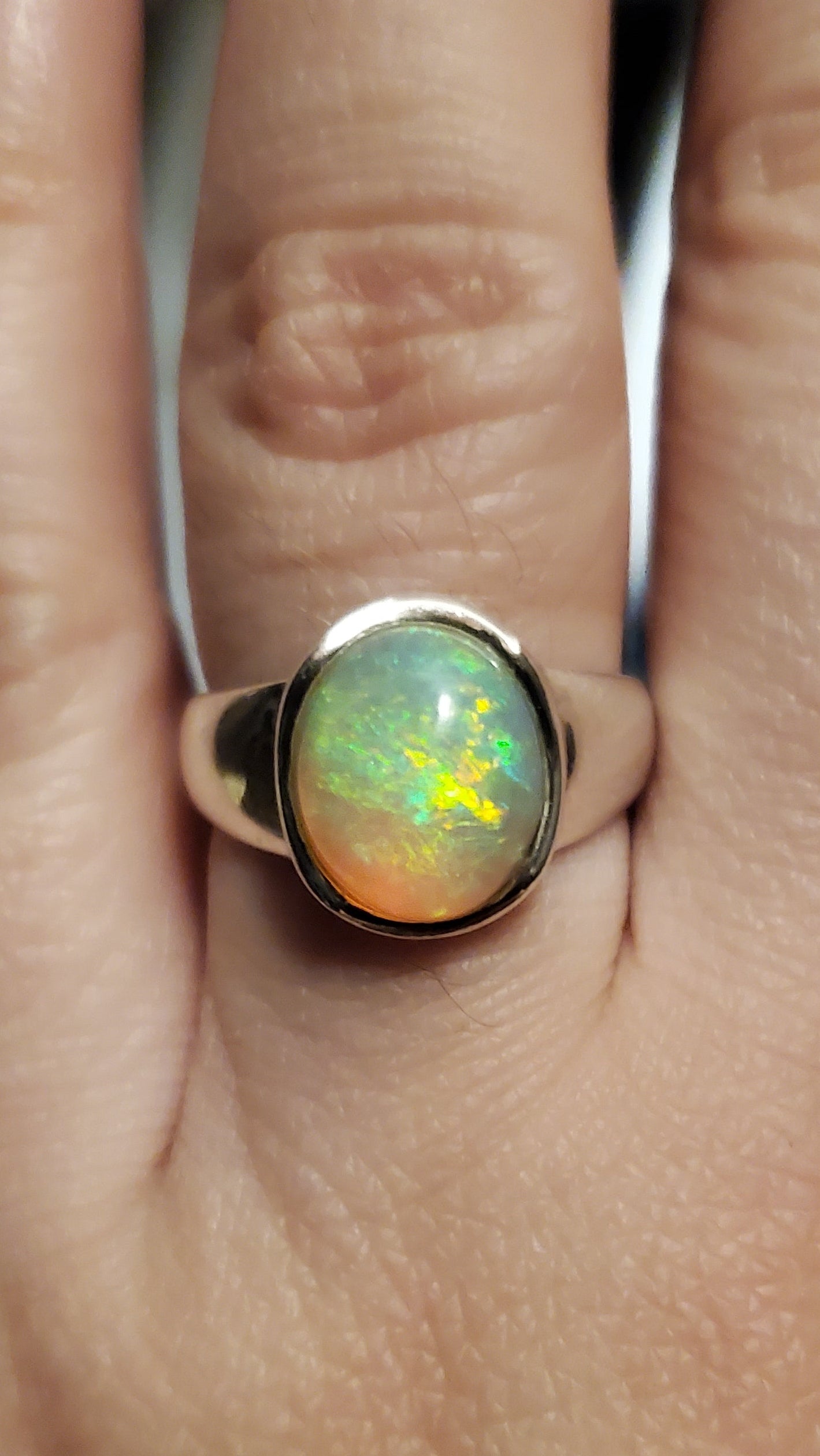 Natural Opal Ring in Sterling Silver | Blue Moon by Georgina Jewels