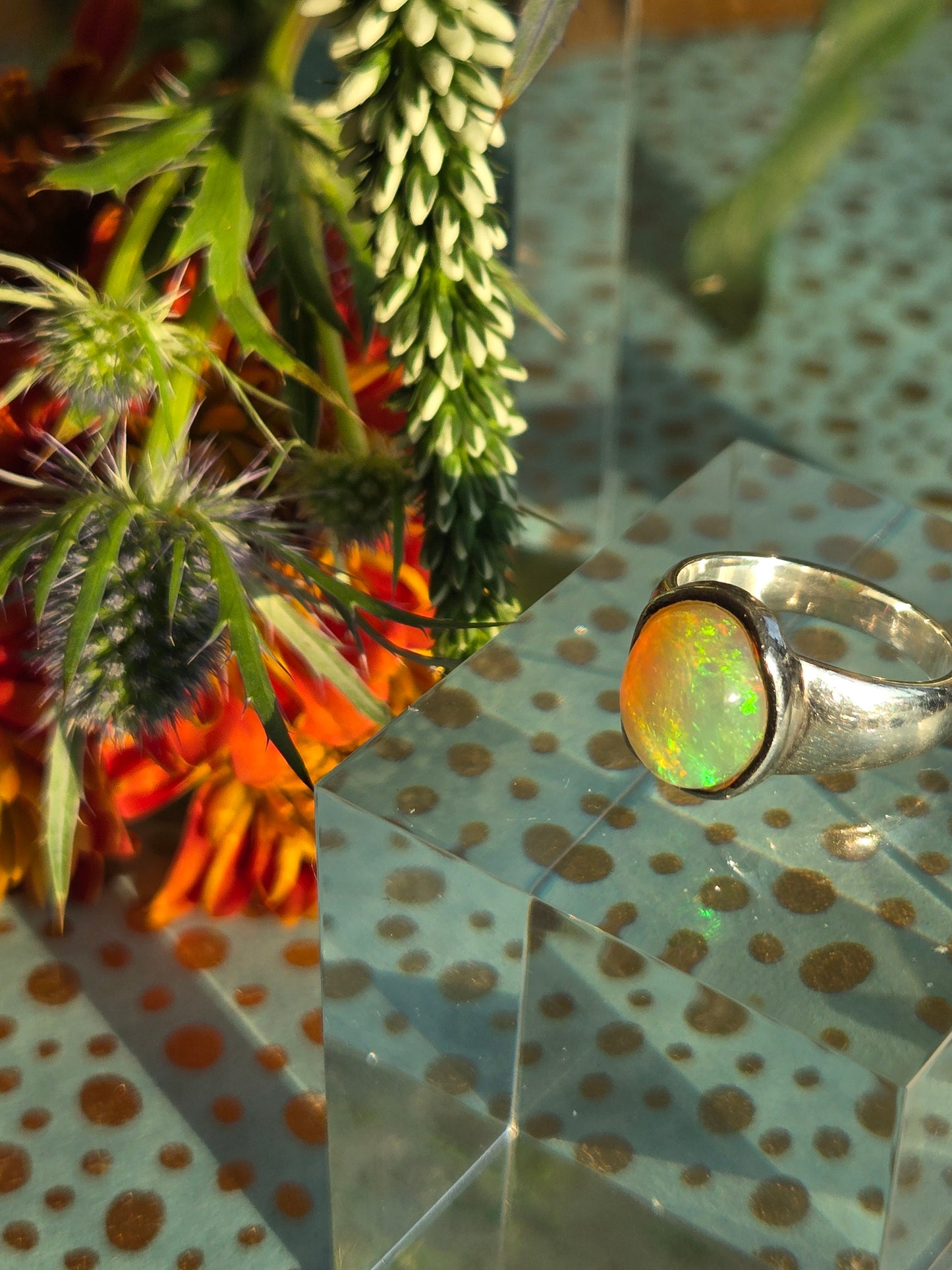 Natural Opal Ring in Sterling Silver | Blue Moon by Georgina Jewels