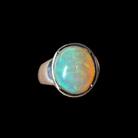 Natural Opal Ring in Sterling Silver | Blue Moon by Georgina Jewels